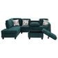 HOMLUX 94.49" L-Shaped Modular Sectional Sofa with Storage Ottoman and Cup Holders in Green, , large