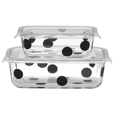 Kate Spade New York Deco Dot 2-Piece Rectangular Food Storage Set in Black and Clear, , large
