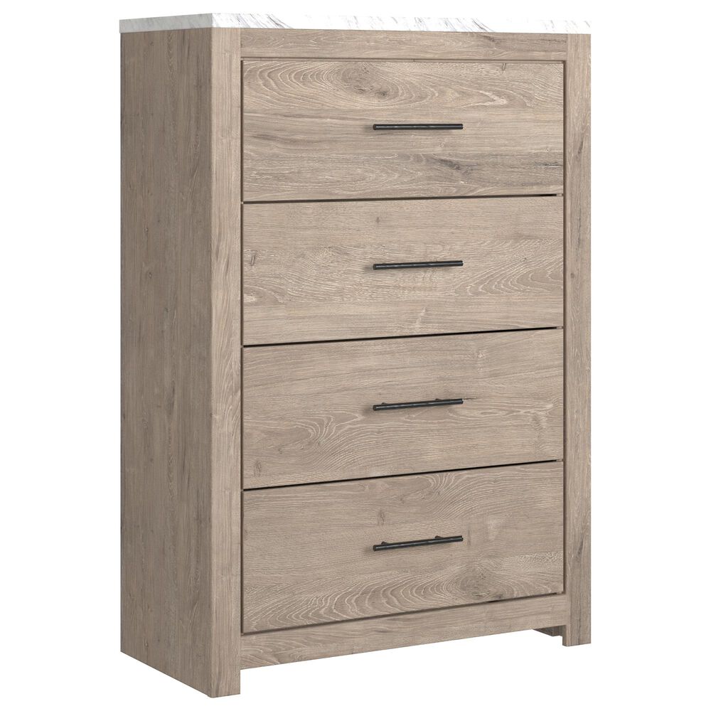 Signature Design by Ashley Senniberg 4 Drawer Chest in Light Brown and White, , large