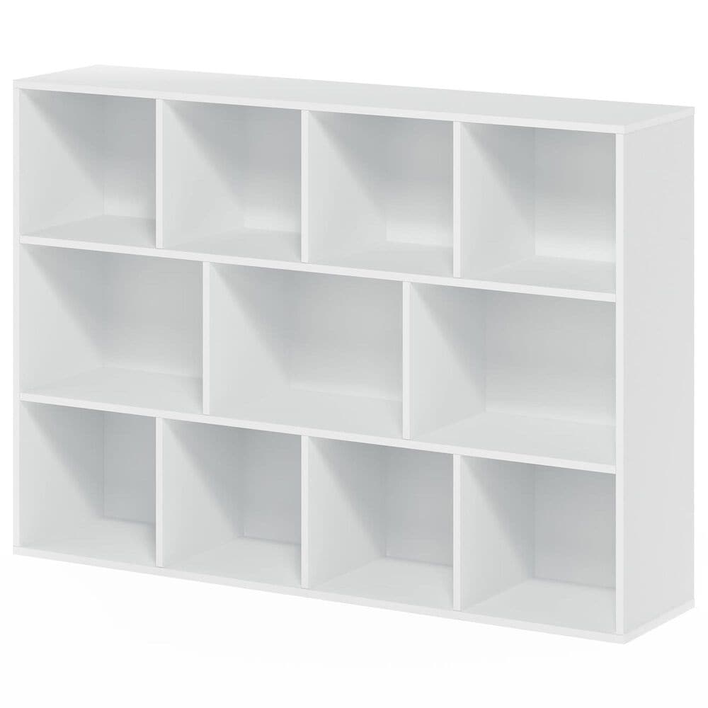 HOMLUX 11-Cube Reversible Open Shelf Bookshelf in White, , large