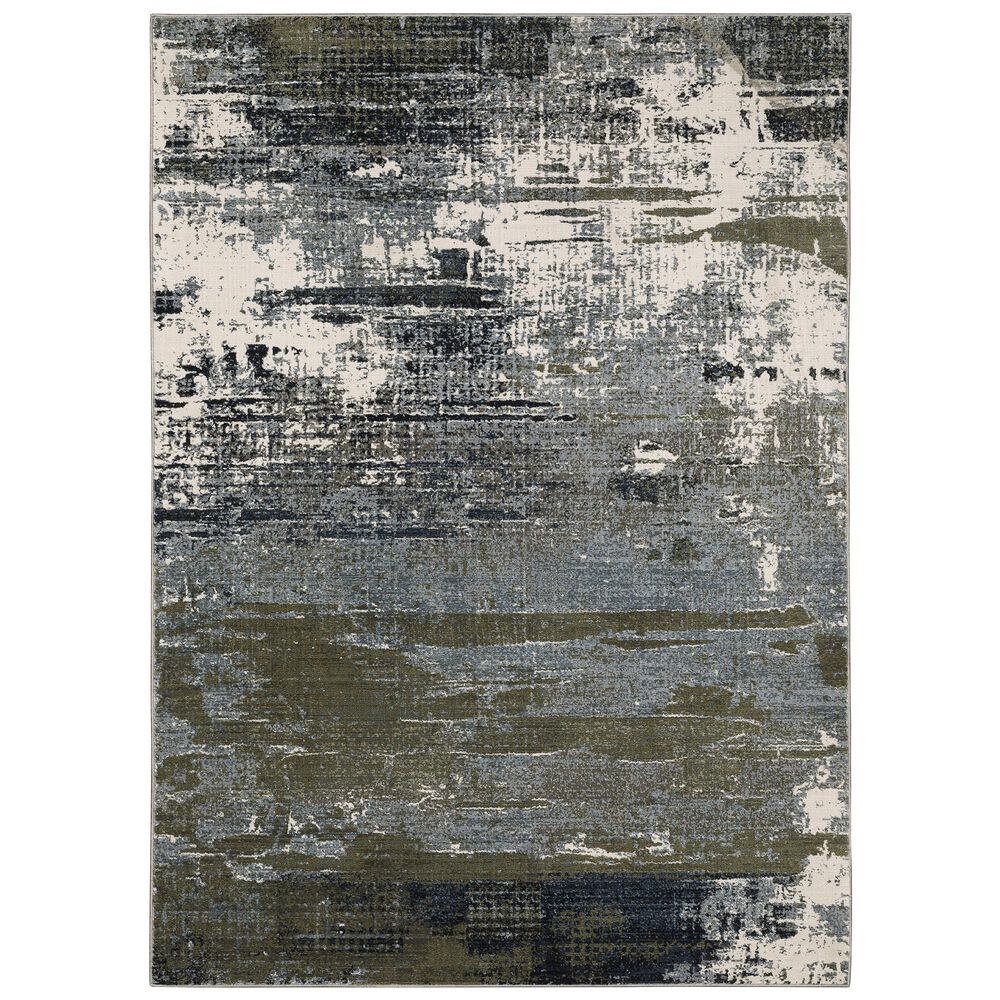 Oriental Weavers Caravan Abstract Mixup 7"10" x 10"10" Blue and Green Area Rug, , large