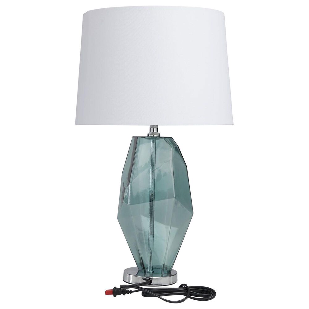 Maple and Jade Glass Angular Table Lamp in Teal, , large