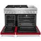 KitchenAid 48" Professional Double Oven Dual Fuel Range in Passion Red, , large