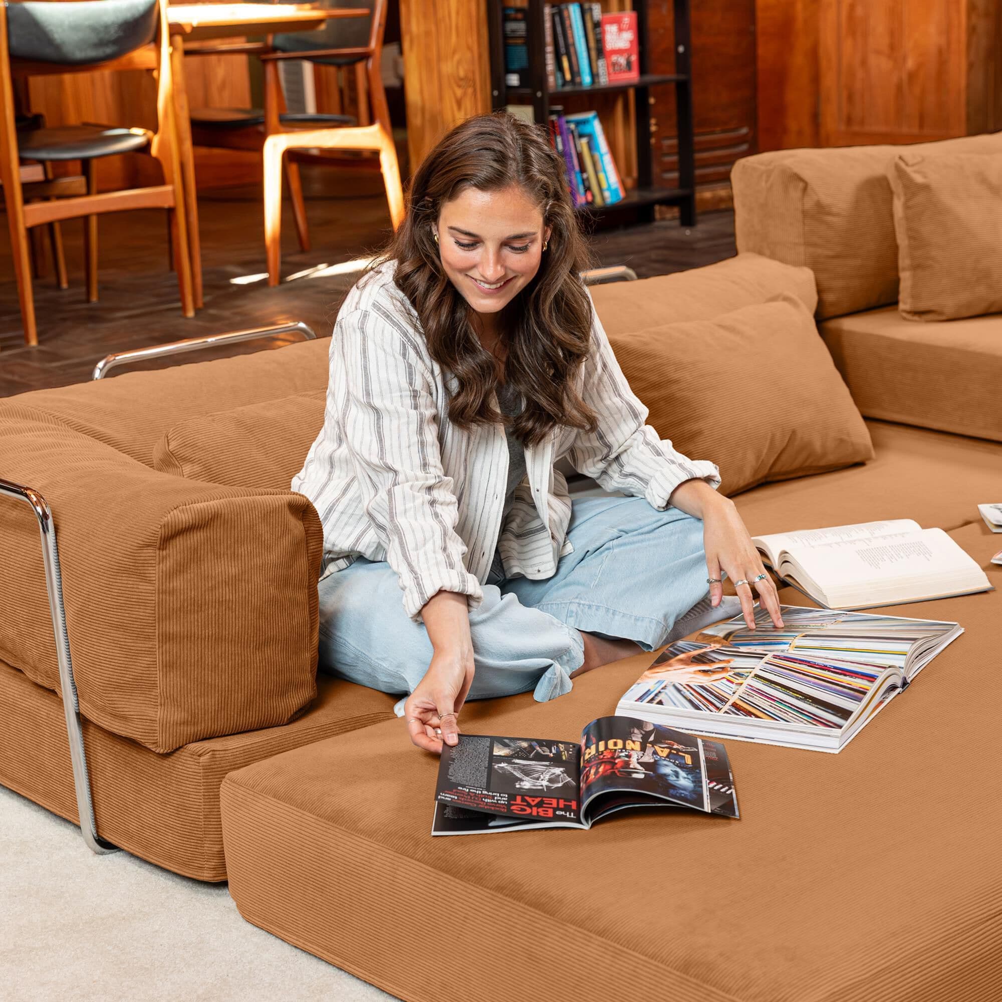Jaxx Unsofa Stationary Sofa in Spice Orange