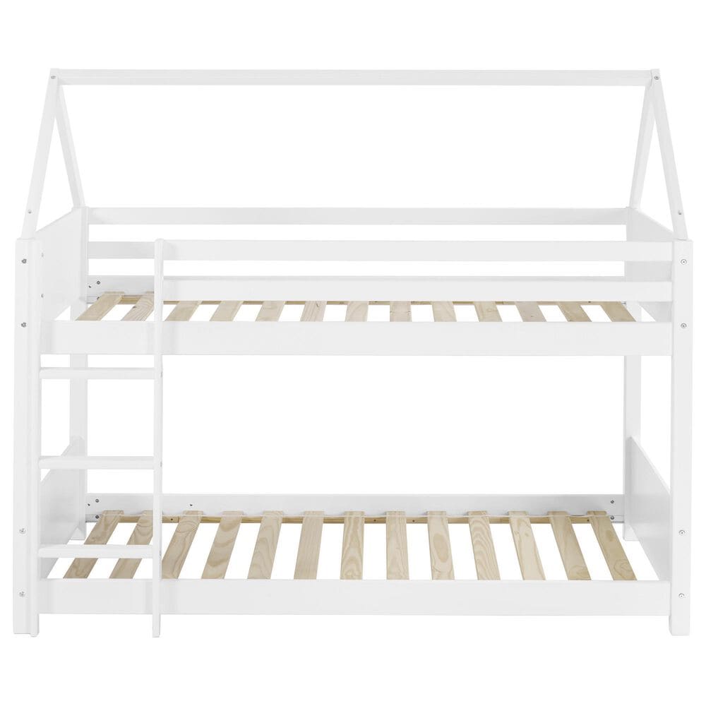 Linon Home Decor Maison Twin Over Twin Bunk Bed in White, , large