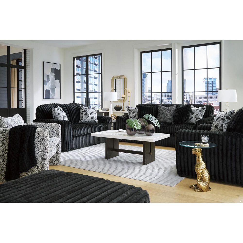 Ashley Midnight-Madness Stationary Loveseat in Onyx, , large