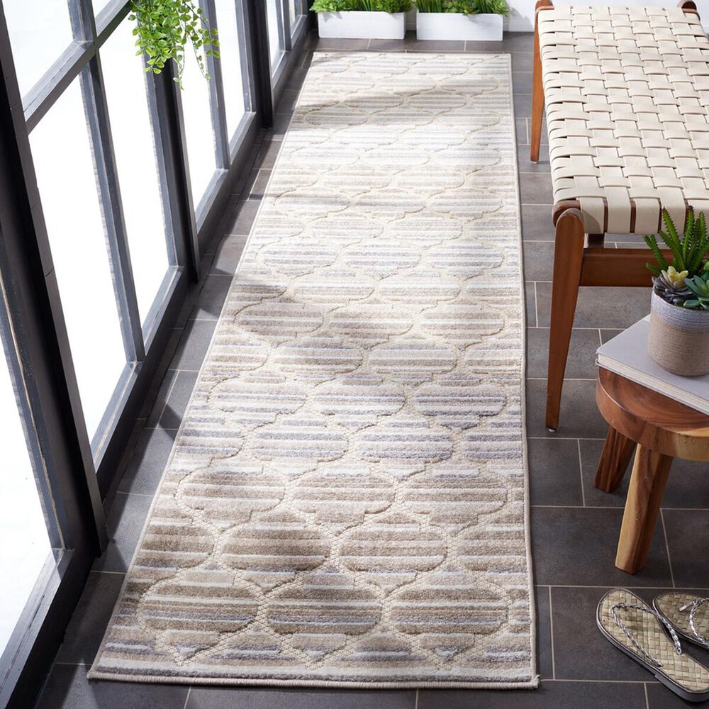 Safavieh Cabana CBN333F 2&#39;2&quot; x 9&#39; Grey and Ivory Indoor/Outdoor Performance Runner, , large