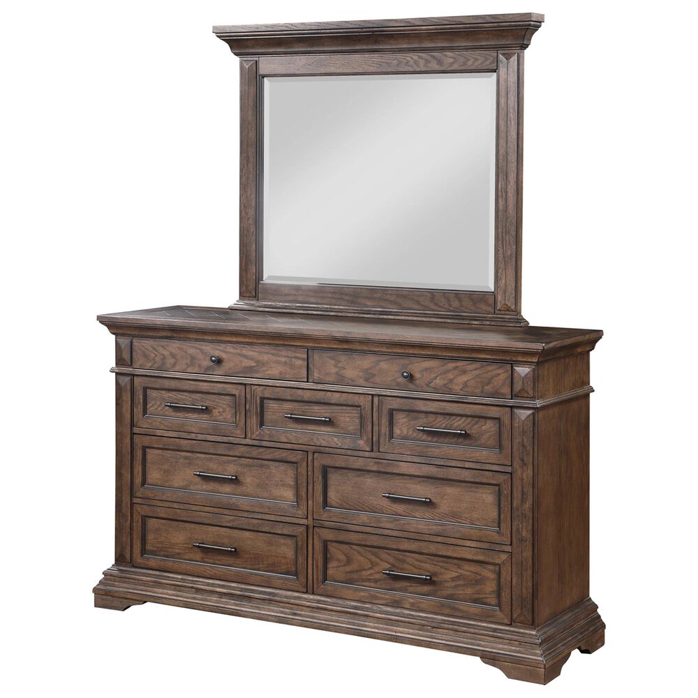 New Heritage Design Mar Vista 4 Piece Queen Bedroom Set in Brushed Walnut, , large