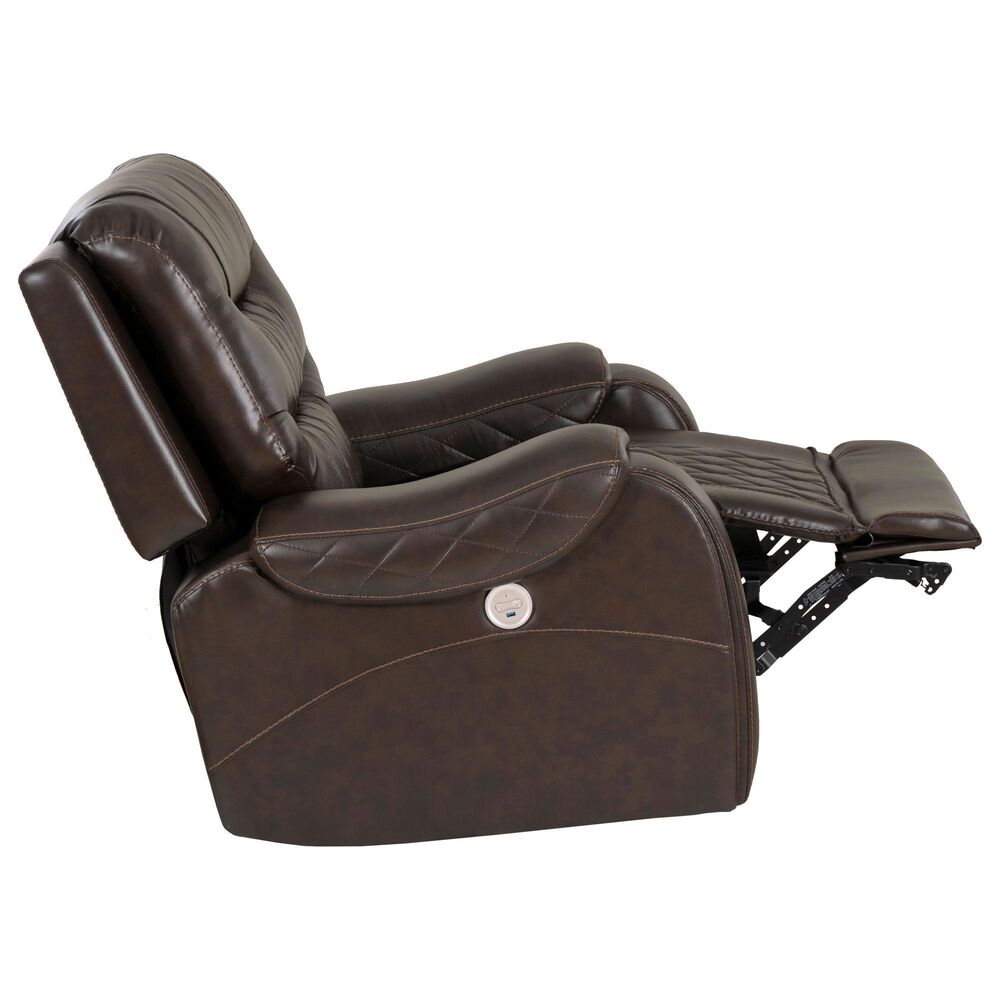 Linon Home Decor Barrett Power Glider Recliner in Rich Brown, , large