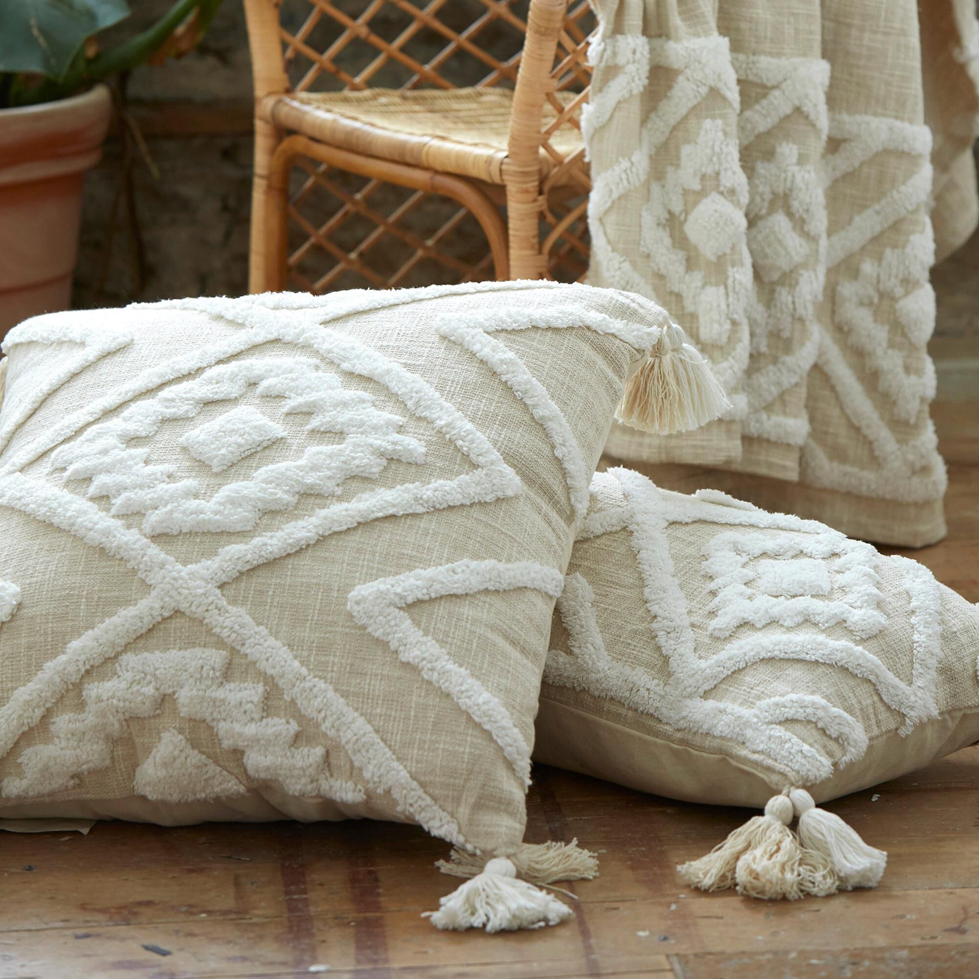 Patina Vie Bespoke Diamond Tufted 26 Square Throw Pillow in Alabaster Shop NFM