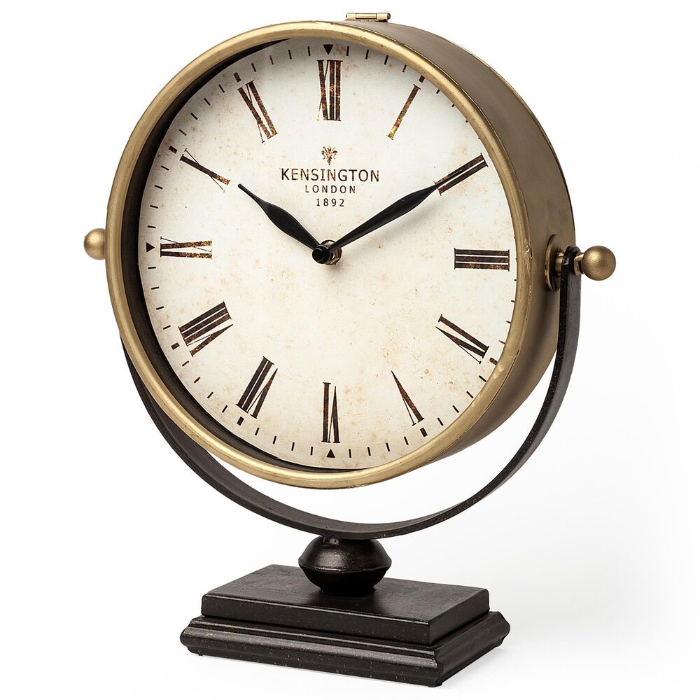 Mercana Houston Table Clock in Gold and Matte Black, , large