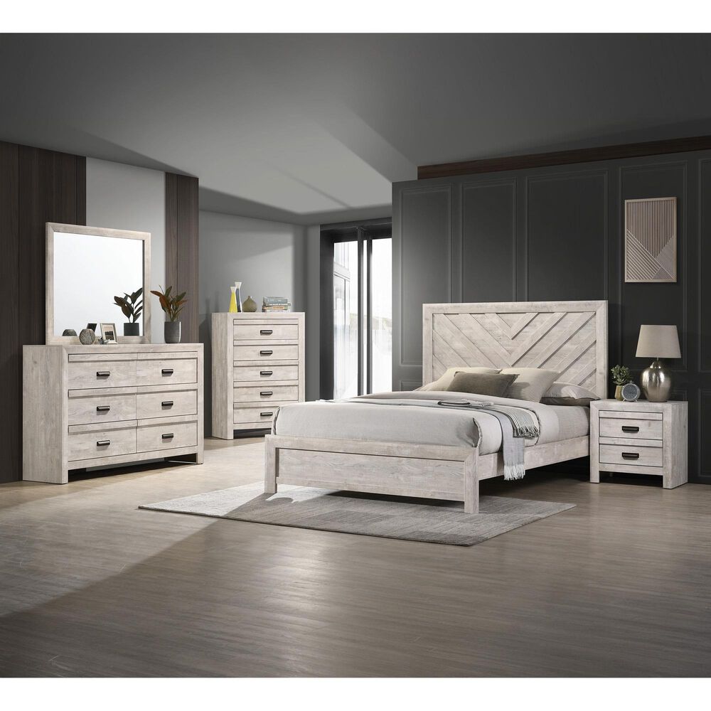 Crown Mark Valor 6-Drawer Dresser and Mirror in Light Gray, , large