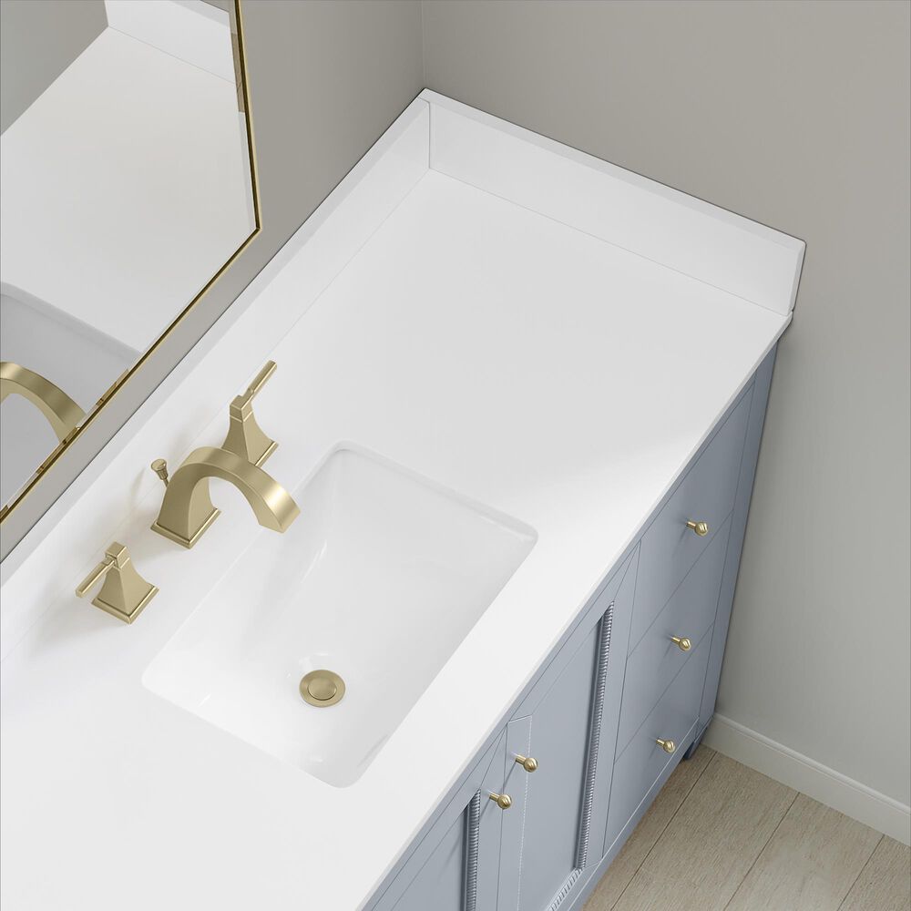 37B Claudine 48" Single Bathroom Vanity in Soft Blue with Glossy White Composite Stone Top and Backsplash, , large