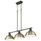 Golden Lighting Duncan 3-Light Pendant with Aged Brass Shade in Rubbed Bronze, , large