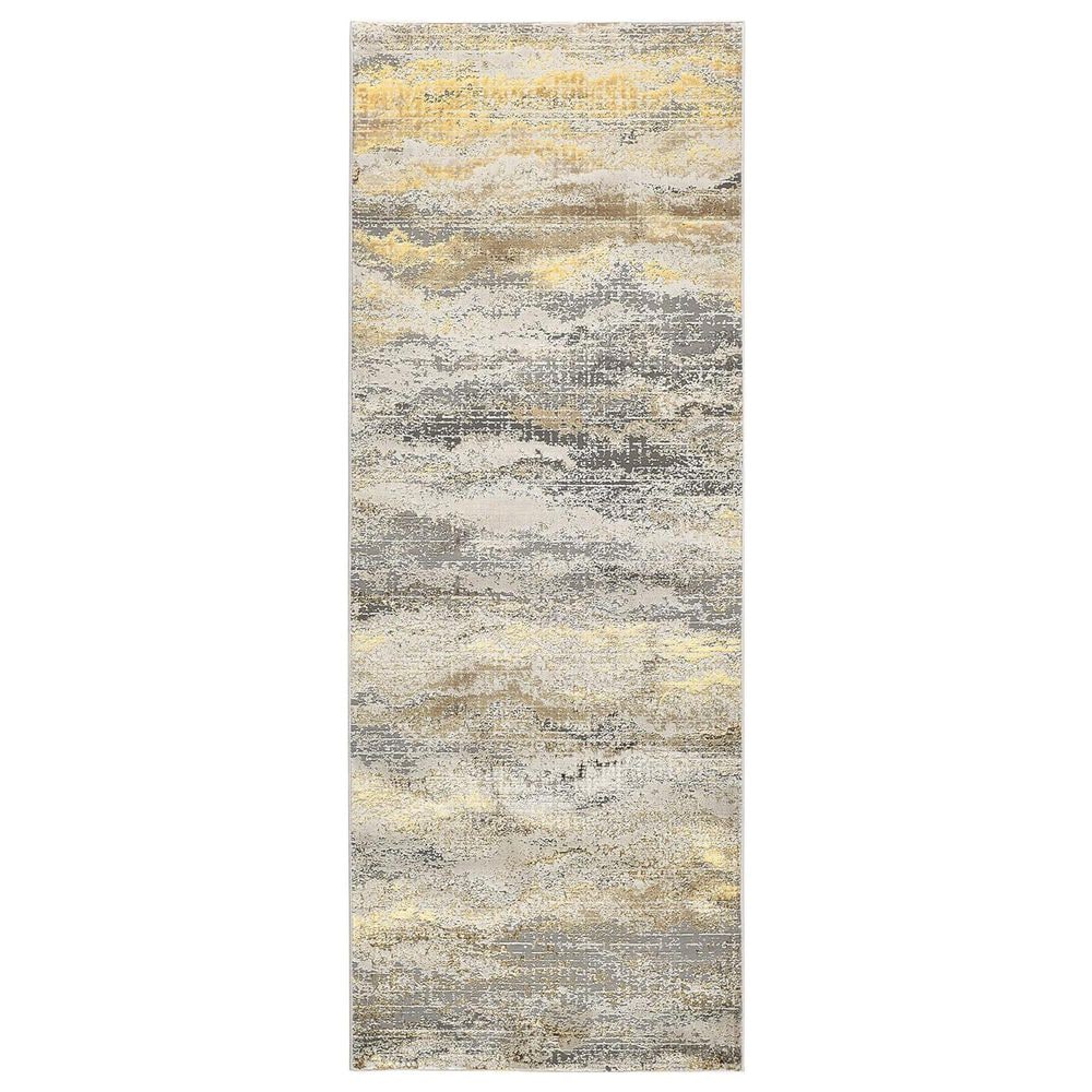 Feizy Aura 3735F 2"10" x 7"10" Gold and Gray Runner, , large