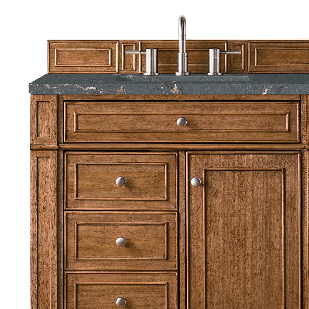 James Martin Vanities Bristol 36&quot; Single Bathroom Vanity in Saddle Brown with 3 cm Parisien Bleu Quartz Top and Rectangular Sink, , large