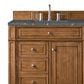 James Martin Vanities Bristol 36" Single Bathroom Vanity in Saddle Brown with 3 cm Parisien Bleu Quartz Top and Rectangular Sink, , large
