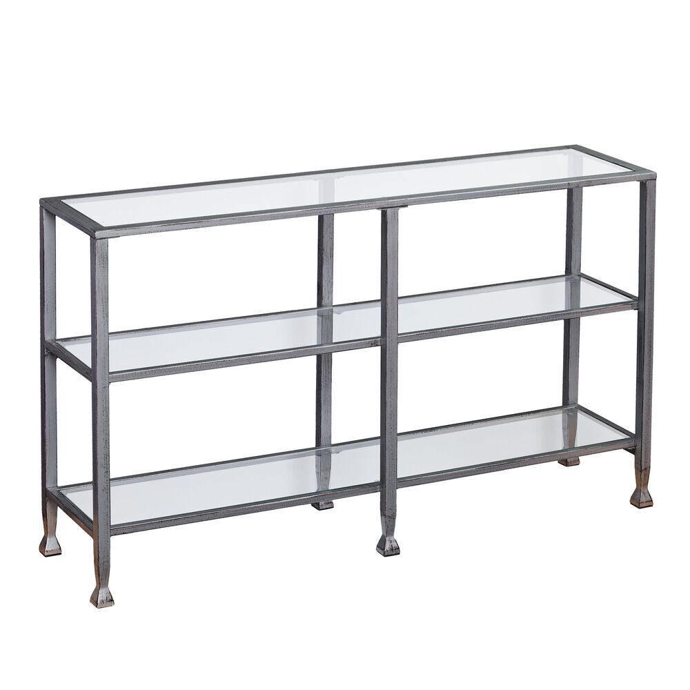 Southern Enterprises Jaymes Metal/Glass 3-Tier Console Table/Media Stand, , large
