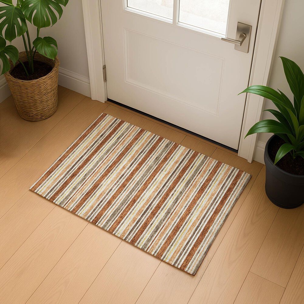 Dalyn Rug Company Soft Essentials Striped Paprika 1'8" x 2'6" Indoor/Outdoor Area Rug, , large