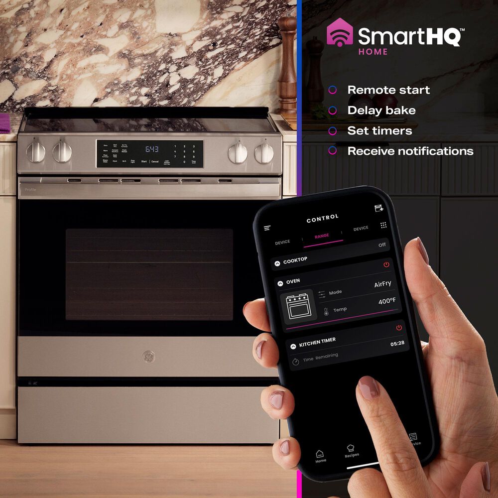 GE Profile 2-Piece Kitchen Package with 30" Smart Slide-In Electric Range and Over-the-Range Sensor Microwave Oven in Stainless Steel, , large