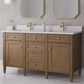 James Martin Brittany 60" Double Bathroom Vanity in Pecan with Single Hole 3 cm White Zeus Silestone Top and Rectangular Sinks, , large