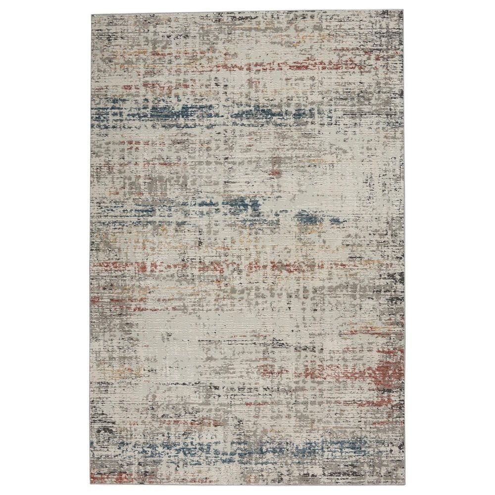 Nourison Rustic Textures Light Grey and Multicolor 6" x 9" Area Rug, , large
