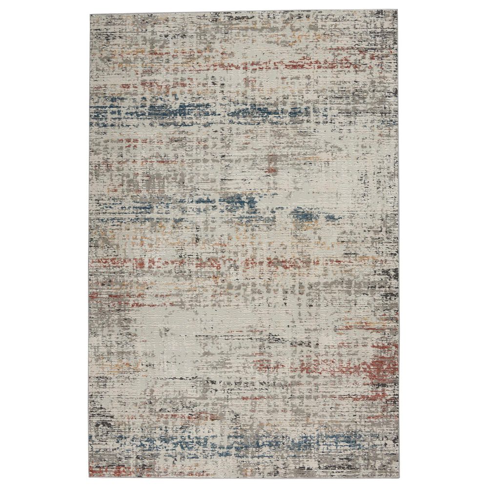Nourison Rustic Textures Light Grey and Multicolor 6" x 9" Area Rug, , large