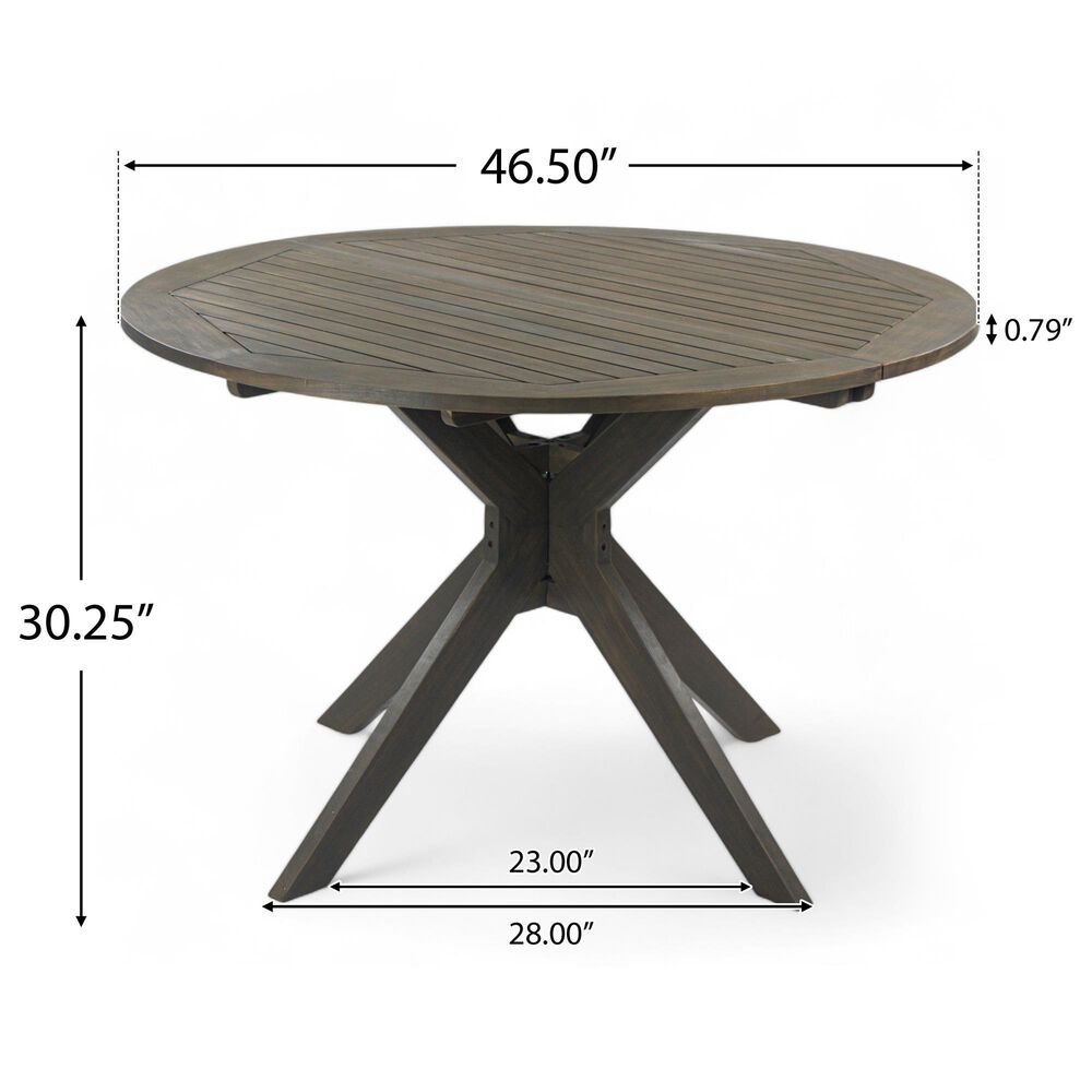HOMLUX Outdoor Stanford Round Acacia Wood Dining Table with X Base in Gray - Table Only, , large