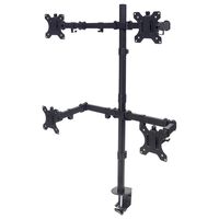 Mnhattan Universal Four Monitor Mount with Double Link Swing Arms in Black