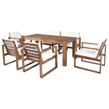 HOMLUX 7-Piece Patio Dining Set with 69" Rectangular Mocha Table and Umbrella Hole in Beige, , large