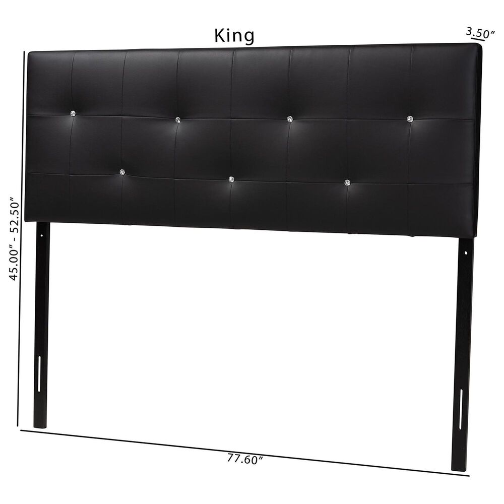 Baxton Studio Dalini King Panel Headboard in Black, , large