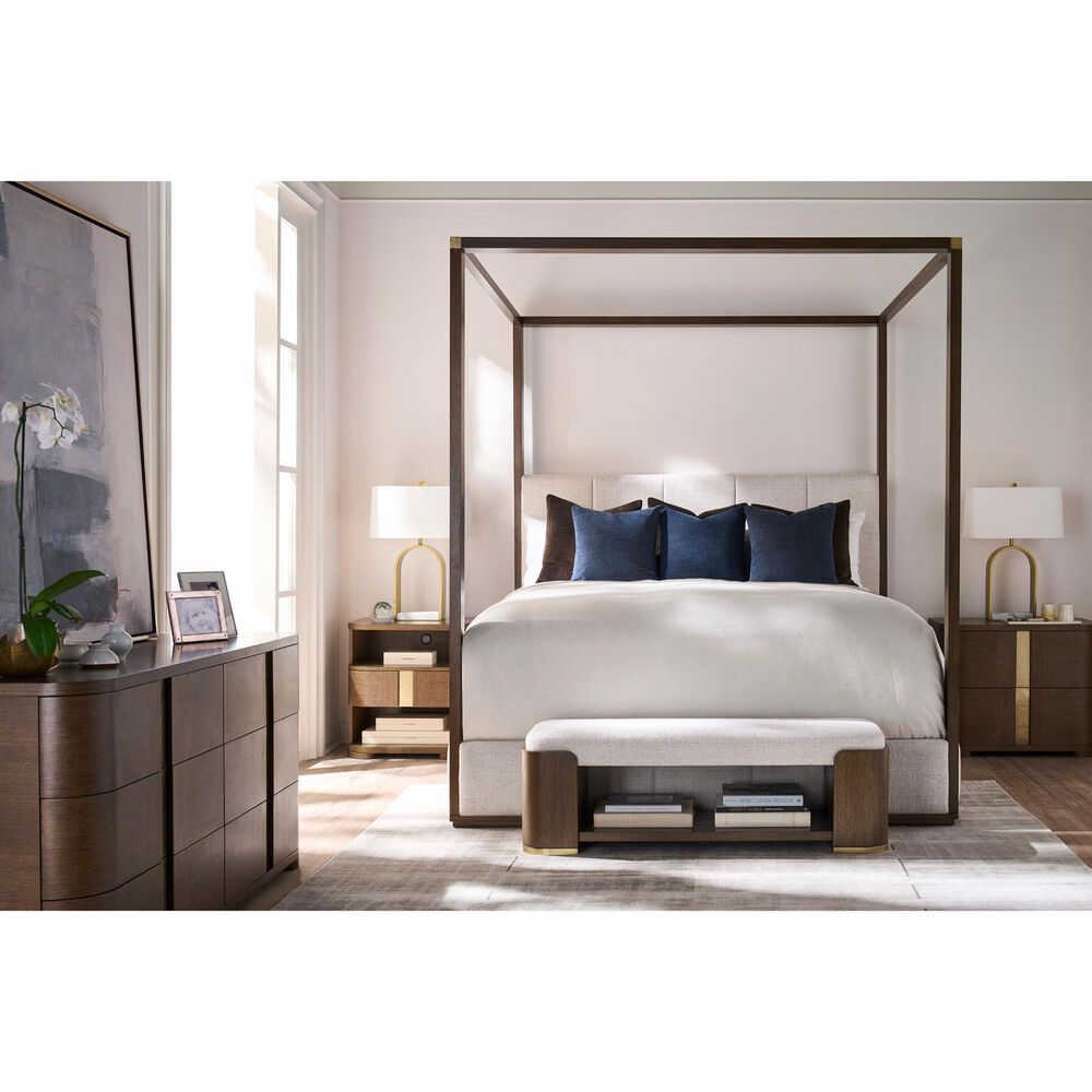 Century Furniture Carino King Upholstered Canopy Bed in Cocoa, , large