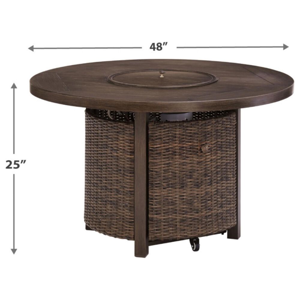 Ashley Paradise Trail Round Fire Pit Table in Medium Brown, , large