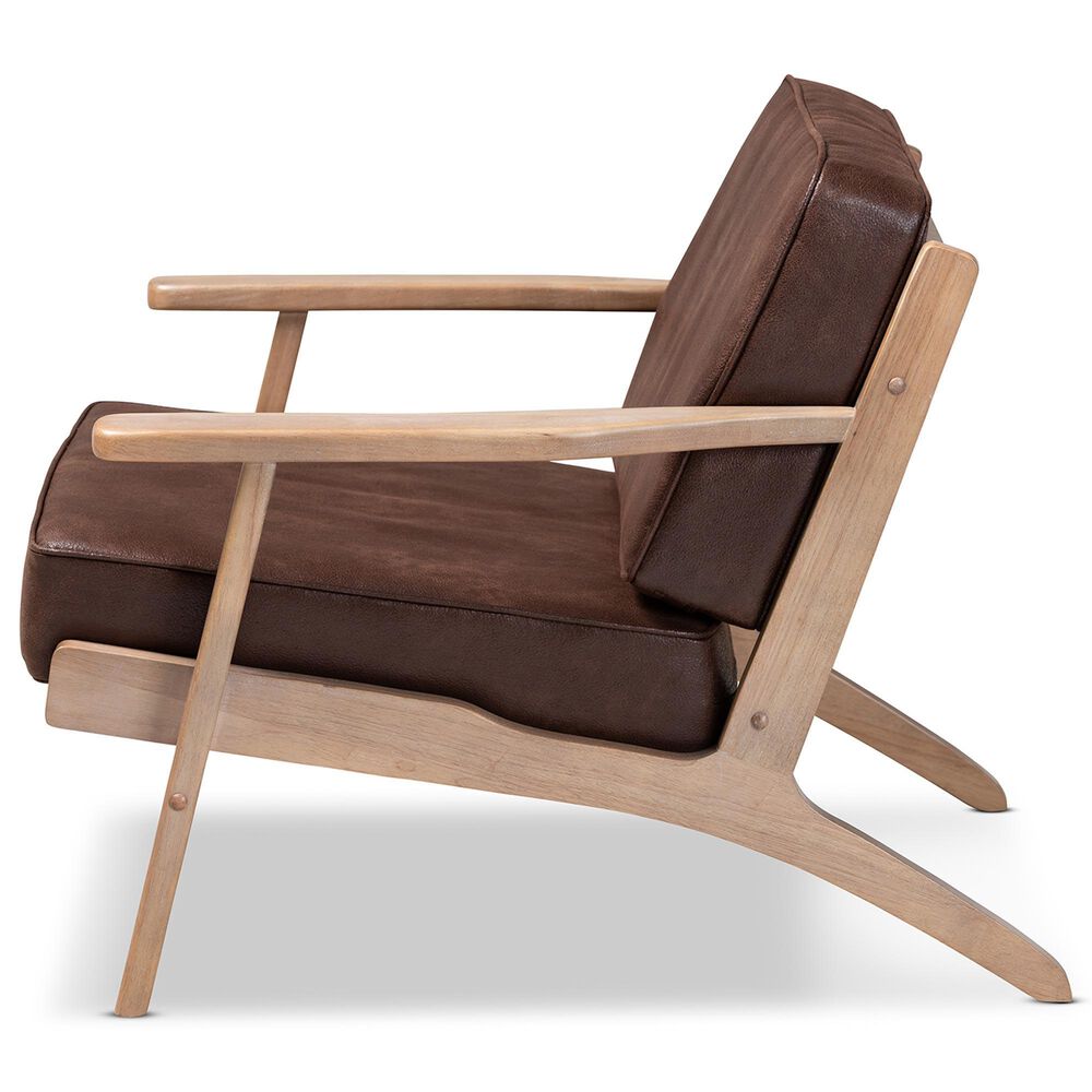 Baxton Studio Sigrid Arm Chair in Dark Brown, , large