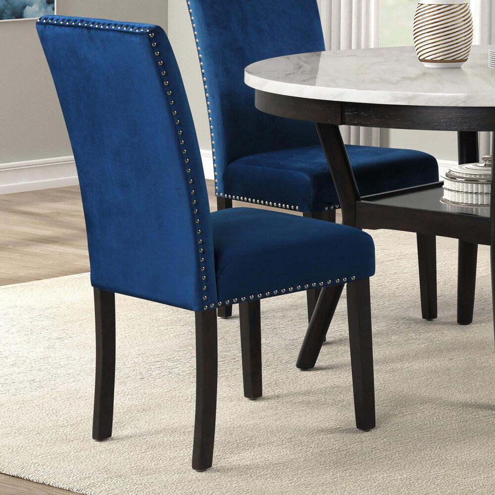 New Heritage Design Celeste Dining Side Chair in Blue Velvet, , large