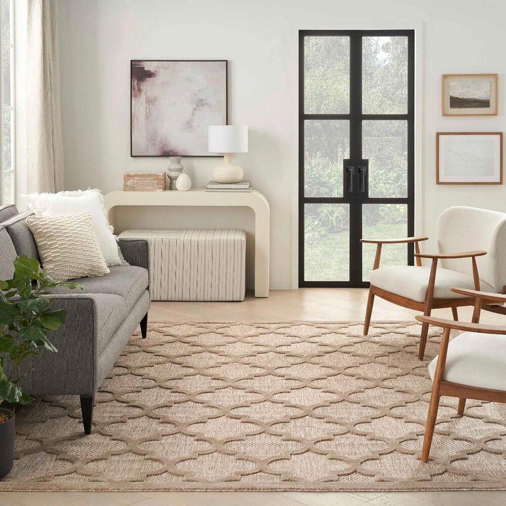 Nourison Easy Care 9&#39; x 12&#39; Natural Beige Indoor/Outdoor Area Rug, , large