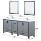 Lexora Home Ziva 80" Double Bathroom Vanity in Dark Grey with 2 cm White Quartz Top and Rectangular Sinks, , large