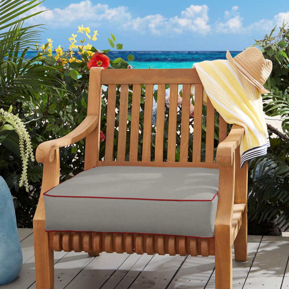 Sorra Home Sunbrella 22.5" Deep Seating Cushion in Canvas Charcoal with Red Accents, , large