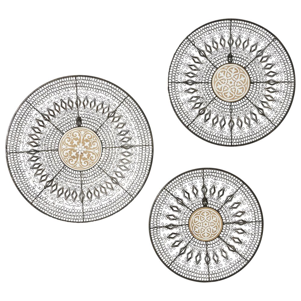 Maple and Jade 18&quot; x 18&quot; Eclectic Wall Decor in Black, White and Brown &#40;Set of 3&#41;, , large