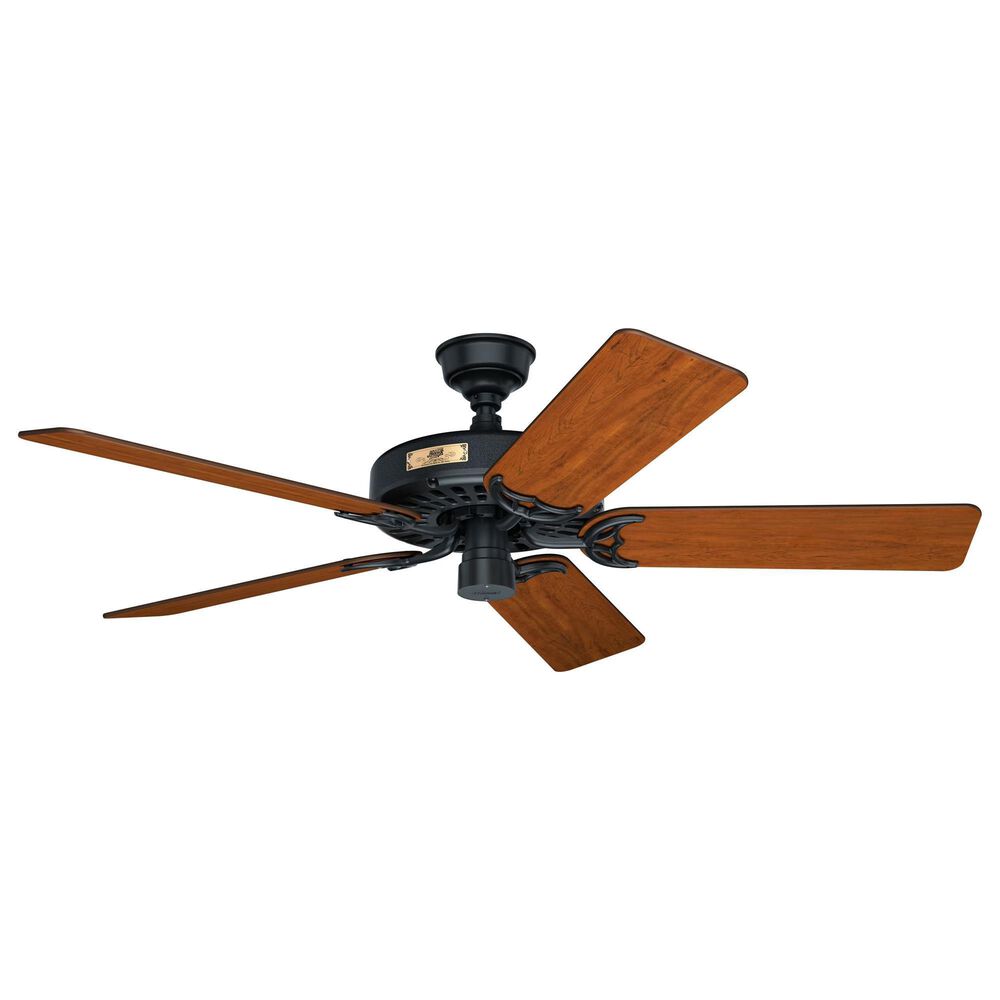 Hunter Original 52&quot; Outdoor Ceiling Fan with Brown Blades in Matte Black, , large