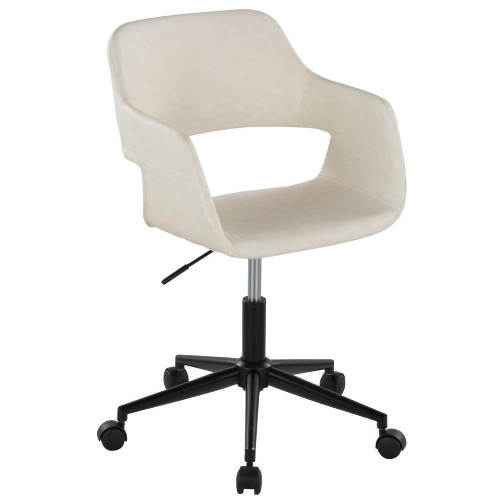 Lumisource Margarite Task Chair with Cream Faux Leather Cushion in Black, , large