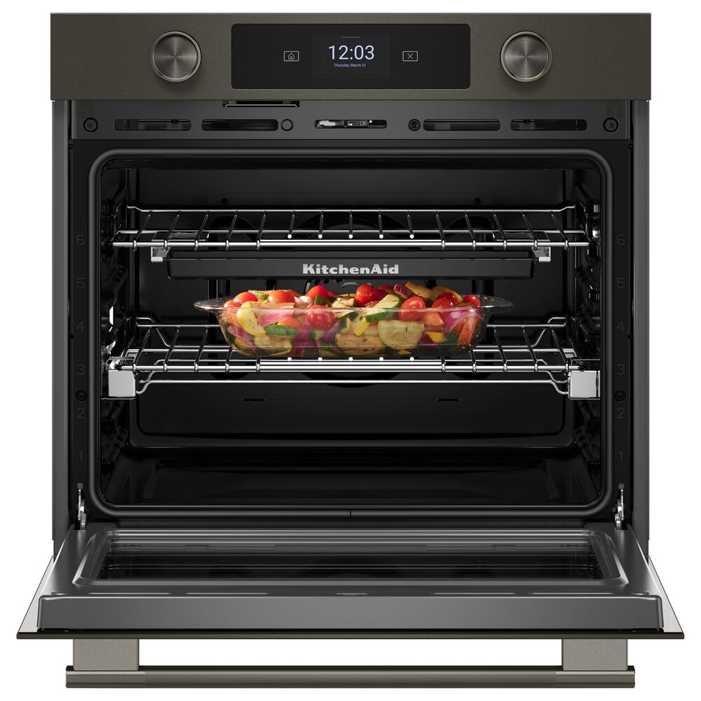KitchenAid 2-Piece Kitchen Package with Black Ore 30" Smart Single Wall Oven and Black 30" Electric Cooktop, , large