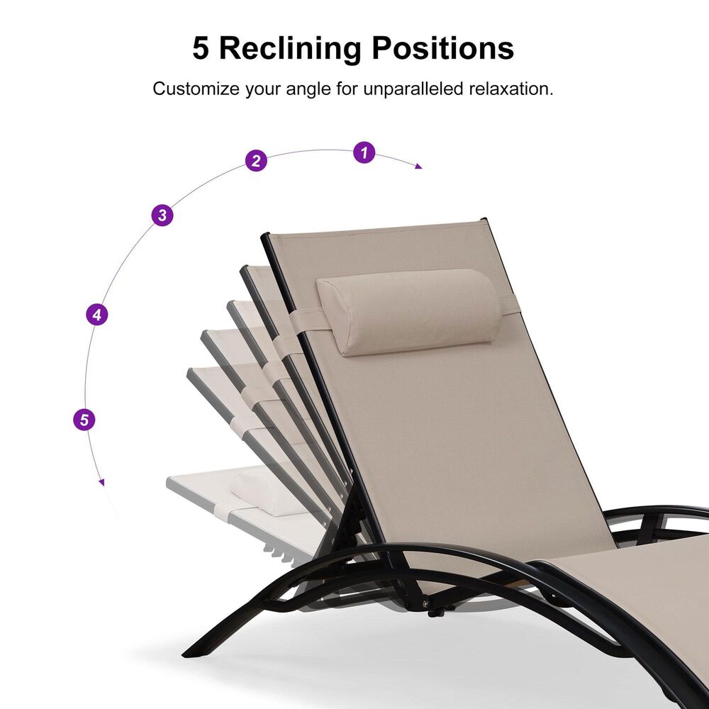 HOMLUX 3-Piece Oversized Patio Chaise Lounge Set in Beige, , large