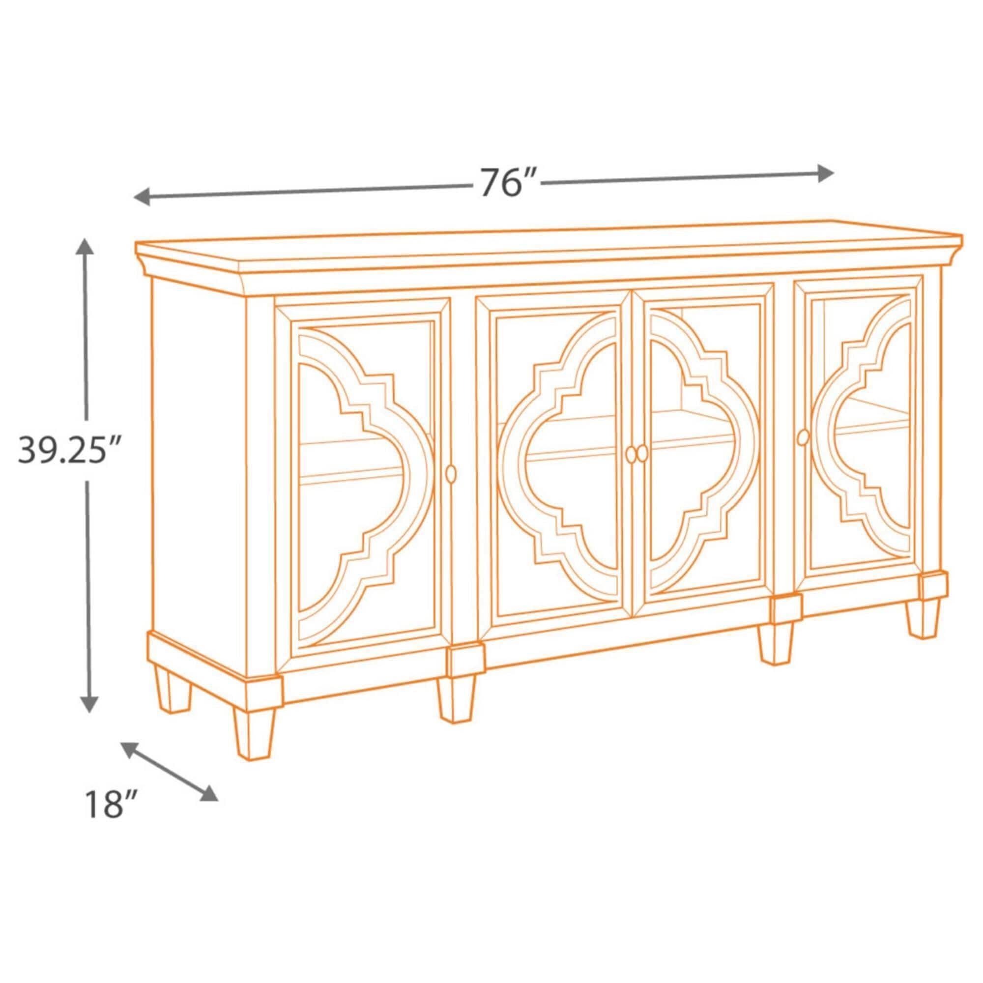 Ashley Fossil Ridge 4 Door Quatrefoil Credenza in Distressed Gray NFM