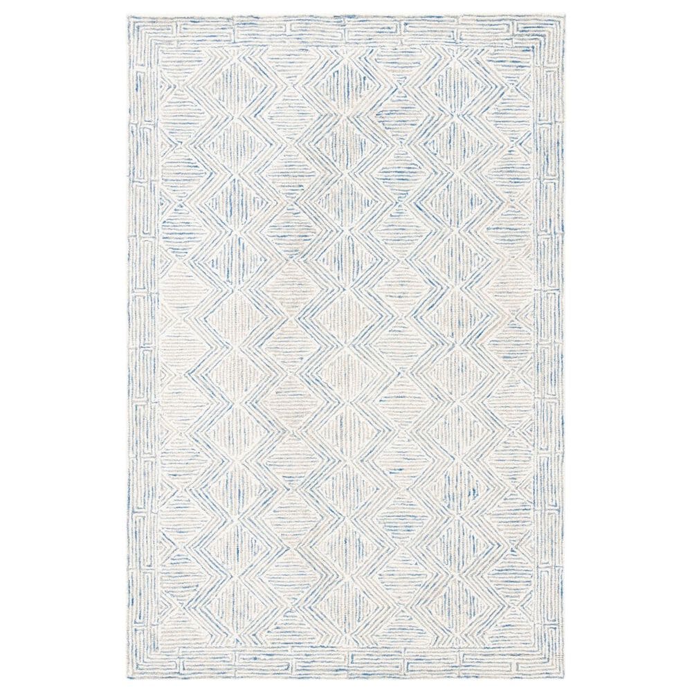 Safavieh Micro-Loop MLP538M 4" x 6" Blue and Ivory Area Rug, , large