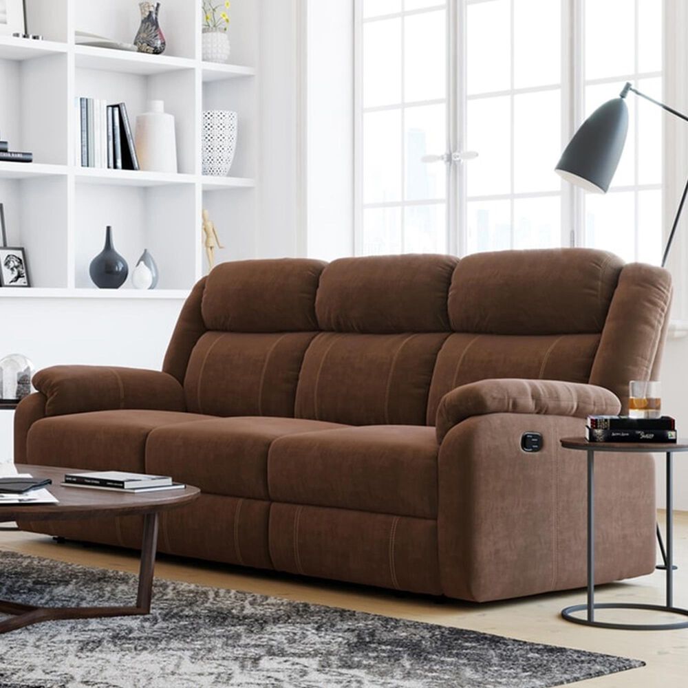 American Wholesale Furniture Tompkins Manual Reclining Sofa in Chocolate, , large