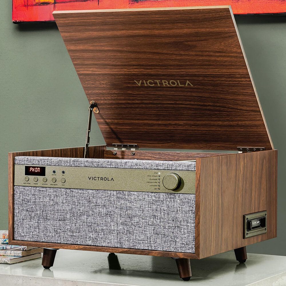Victrola Century 6-in-1 Music Center Record Player with 3-Speed Turntable in Walnut, , large