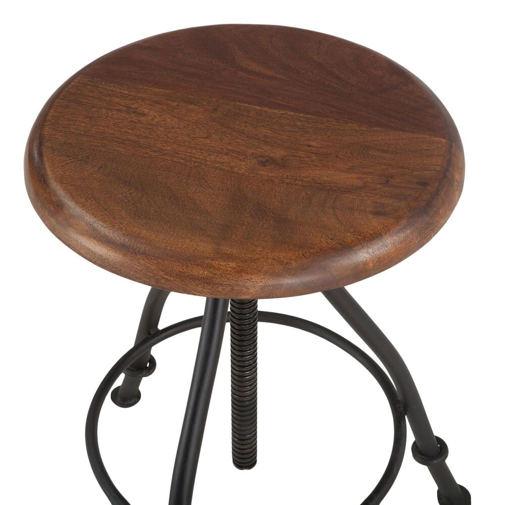 Home Trends &amp; Design Industrial Loft Adjustable Swivel Barstool in Walnut and Black, , large