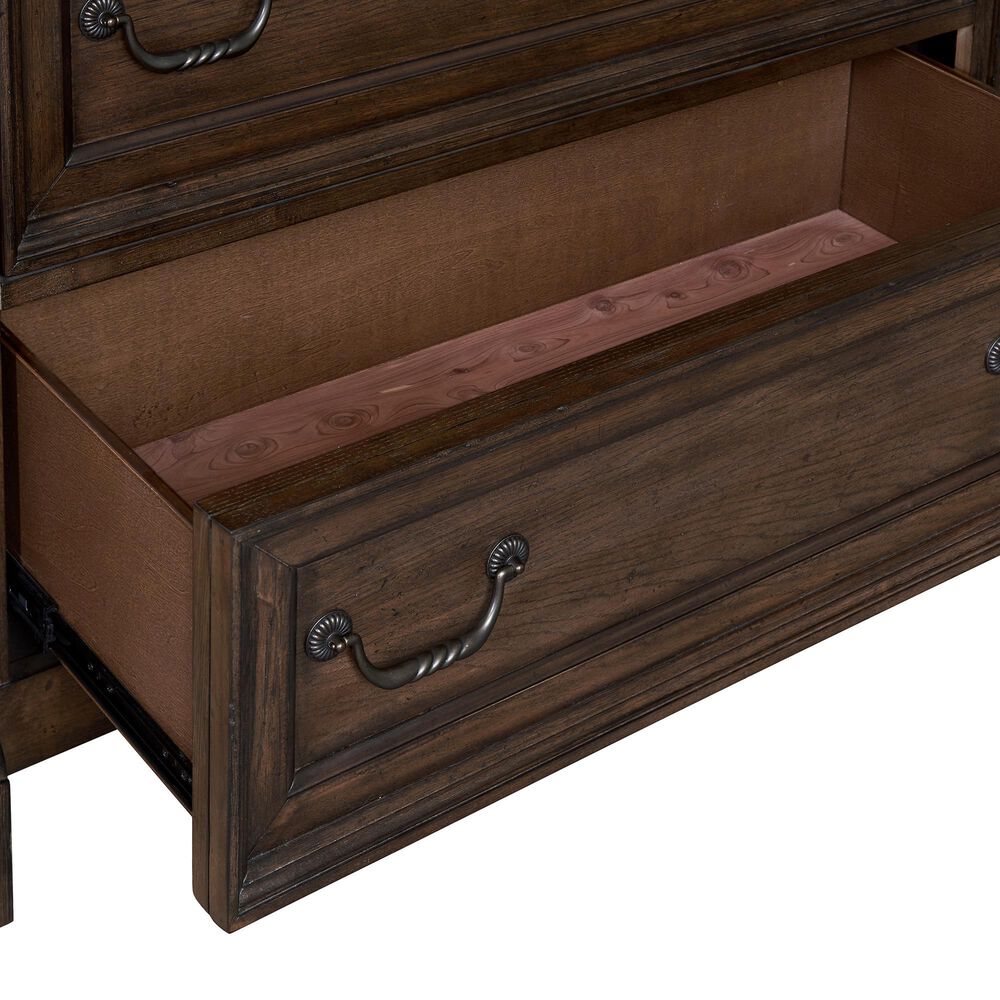 Sasha Lee Grand Teton 5 Piece Queen Bedroom Set in Warm Brown Oak, , large
