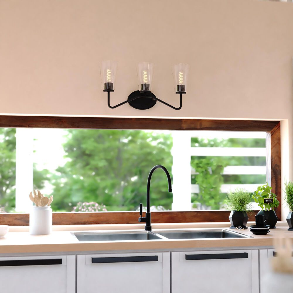 Vaxcel Beverly 3-Light Bathroom Vanity in Matte Black, , large